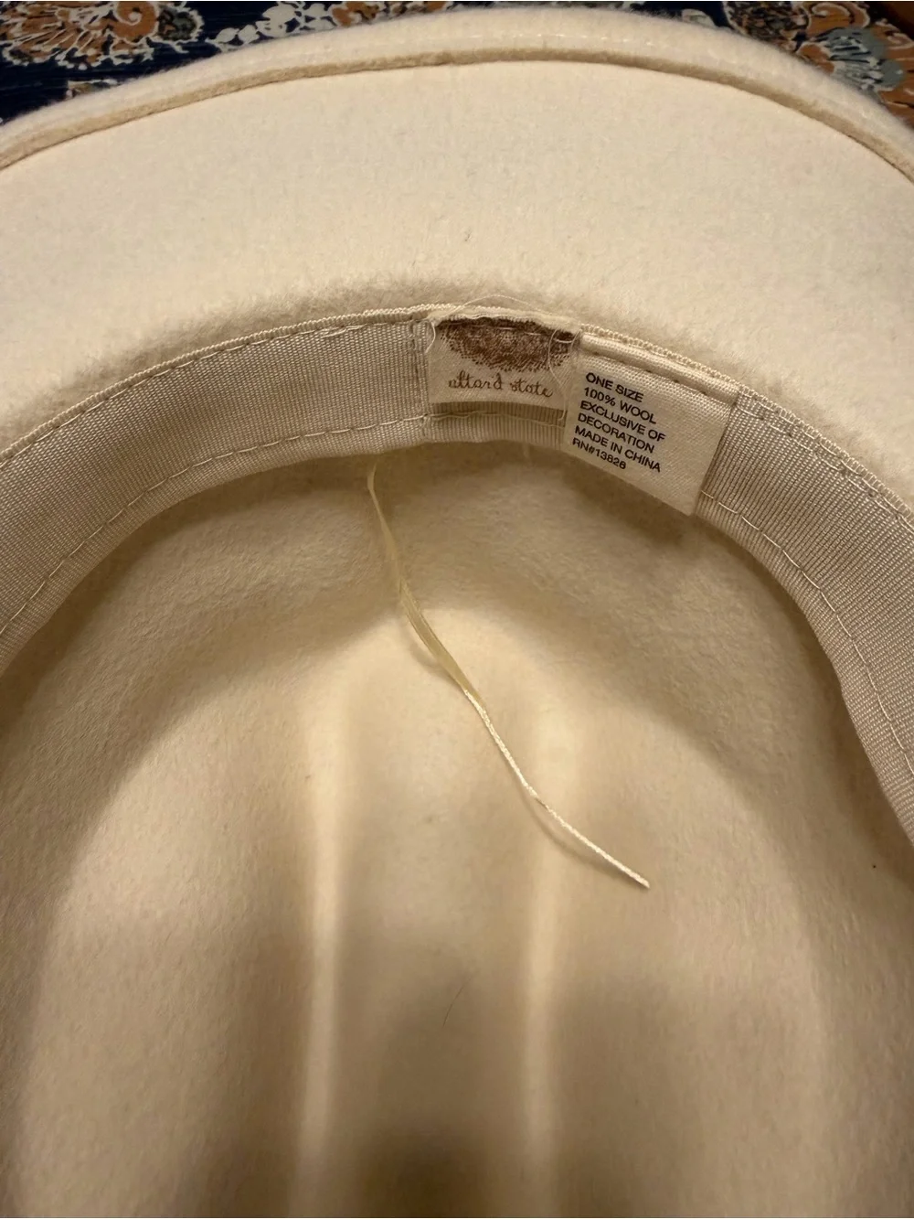 Altar’d State Women's Cream Felt Western Hat with Brown Band